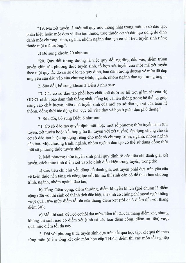 Thông tư 06/2025/TT-BGDĐT sửa đổi, bổ sung Quy chế tuyển sinh đại học, tuyển sinh cao đẳng Giáo dục Mầm non- Ảnh 3. Thông tư 06/2025/TT-BGDĐT sửa đổi, bổ sung Quy chế tuyển sinh đại học, tuyển sinh cao đẳng Giáo dục Mầm non- Ảnh 3.