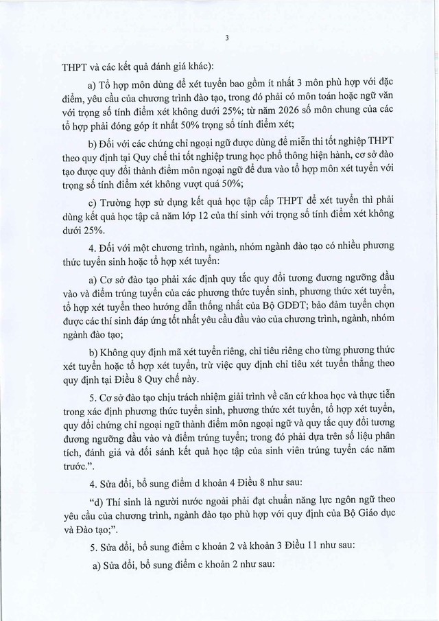 Thông tư 06/2025/TT-BGDĐT sửa đổi, bổ sung Quy chế tuyển sinh đại học, tuyển sinh cao đẳng Giáo dục Mầm non- Ảnh 4. Thông tư 06/2025/TT-BGDĐT sửa đổi, bổ sung Quy chế tuyển sinh đại học, tuyển sinh cao đẳng Giáo dục Mầm non- Ảnh 4.